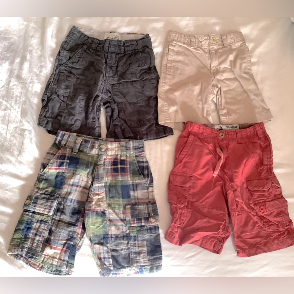 Lot 4 Boys 4T shorts, Madras Plaid, Cargos and Khaki